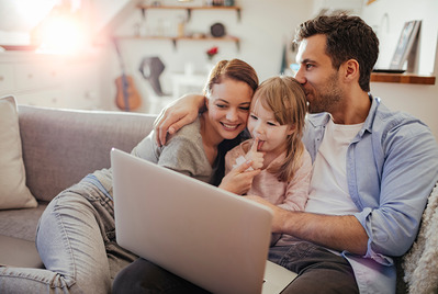 Family on couch