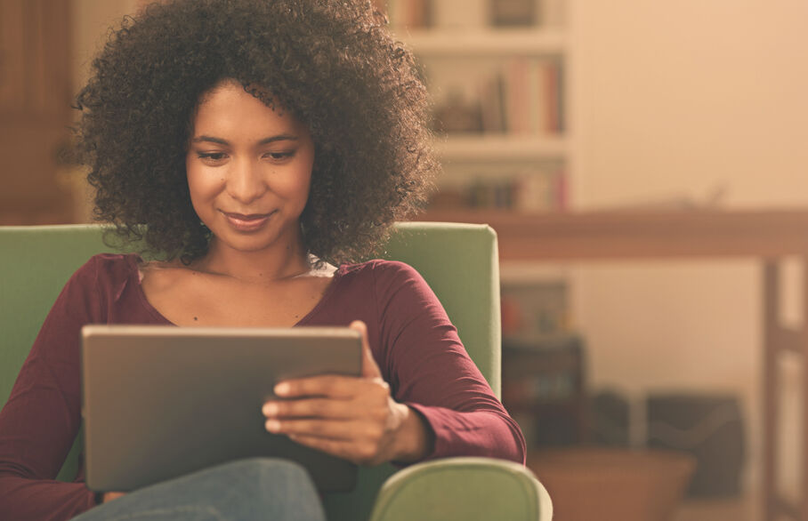 person on ipad