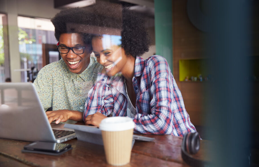 couple looking at computer