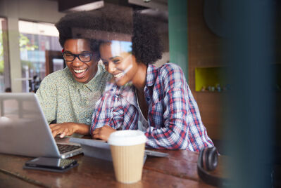 couple looking at computer