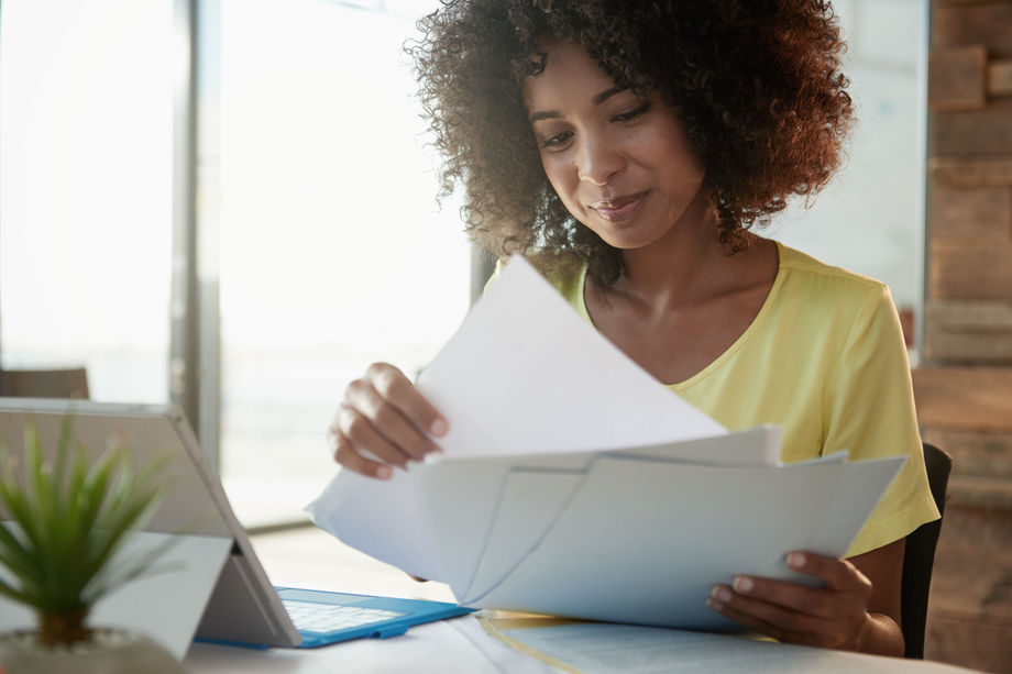 Person looking at paperwork